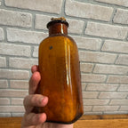 Antique Amber Glass Medicine Bottle Acetanilide Label John Wyeth & Brother