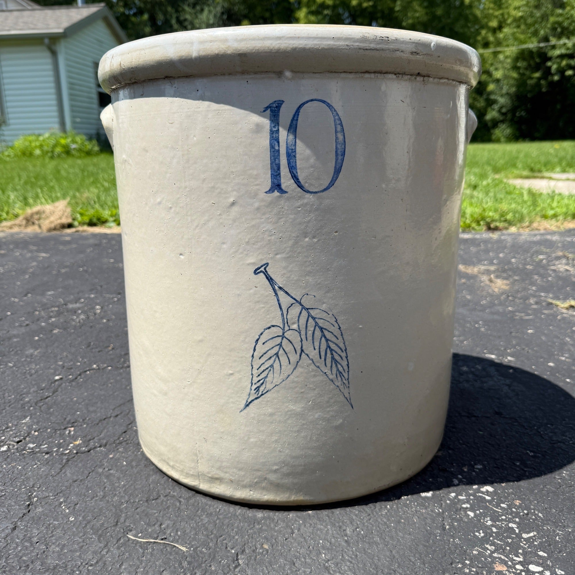 Red Wing 10 Gallon Birch Leaf Leaves Crock Stoneware Unsigned