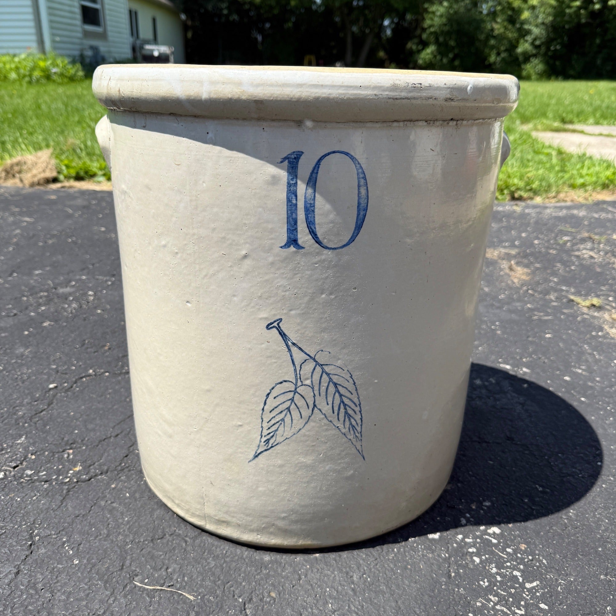 Red Wing 10 Gallon Birch Leaf Leaves Crock Stoneware Unsigned