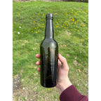 Antique 19th Century Early Dark Olive Green Bottle Push-up Base Tooled double Ring Lip 1800s