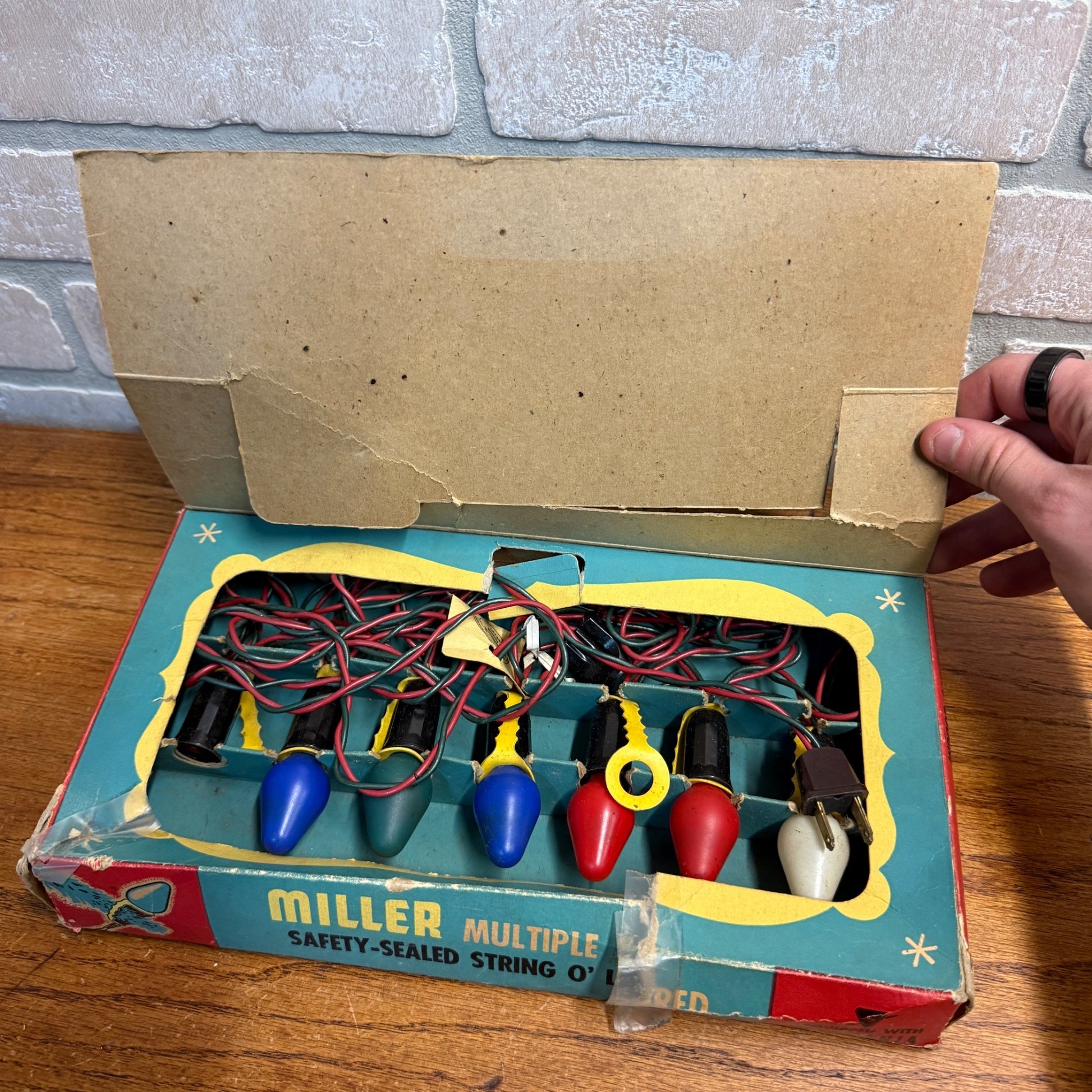 Vintage Christmas String Lights Xmas Box Decor Miller