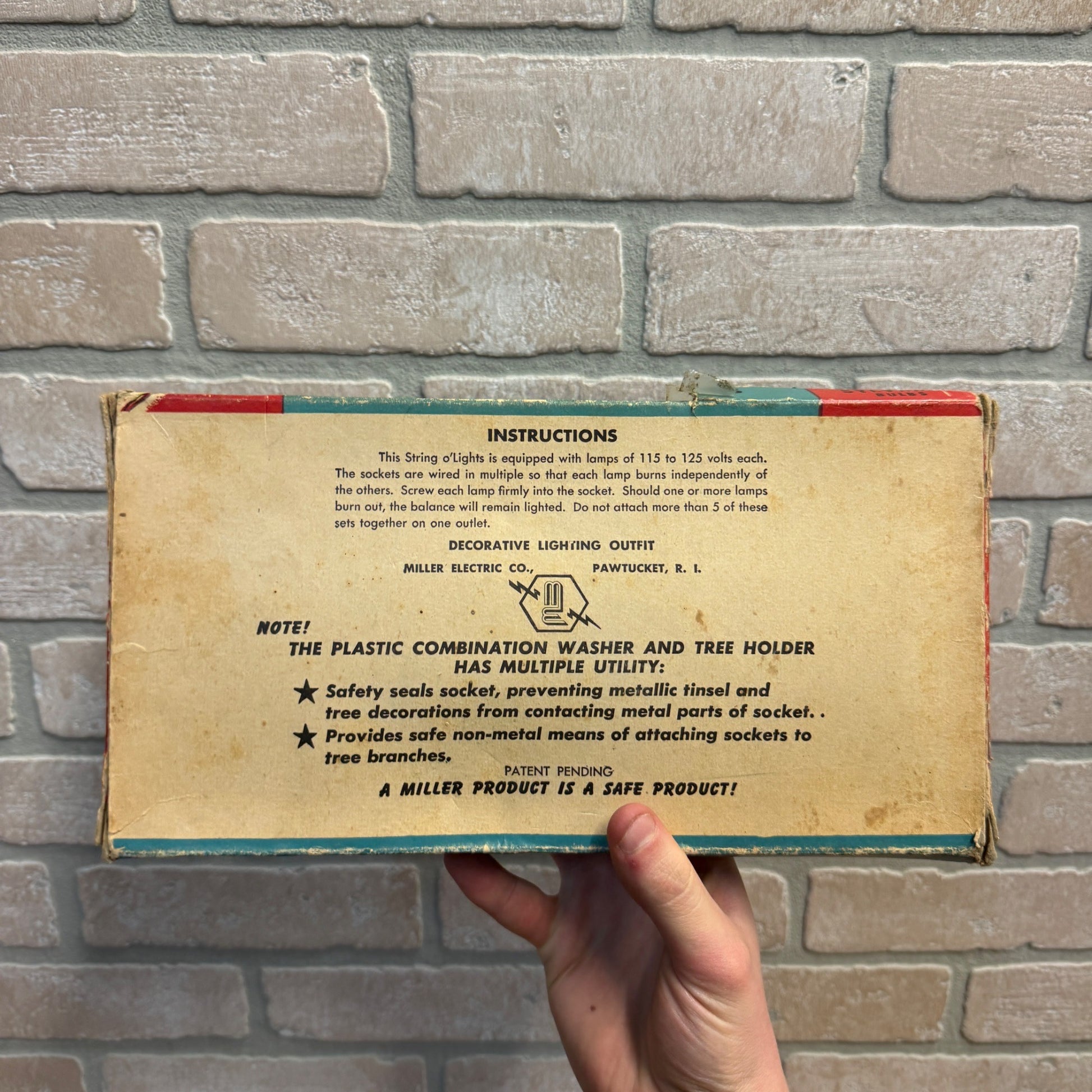 Vintage Christmas String Lights Xmas Box Decor Miller