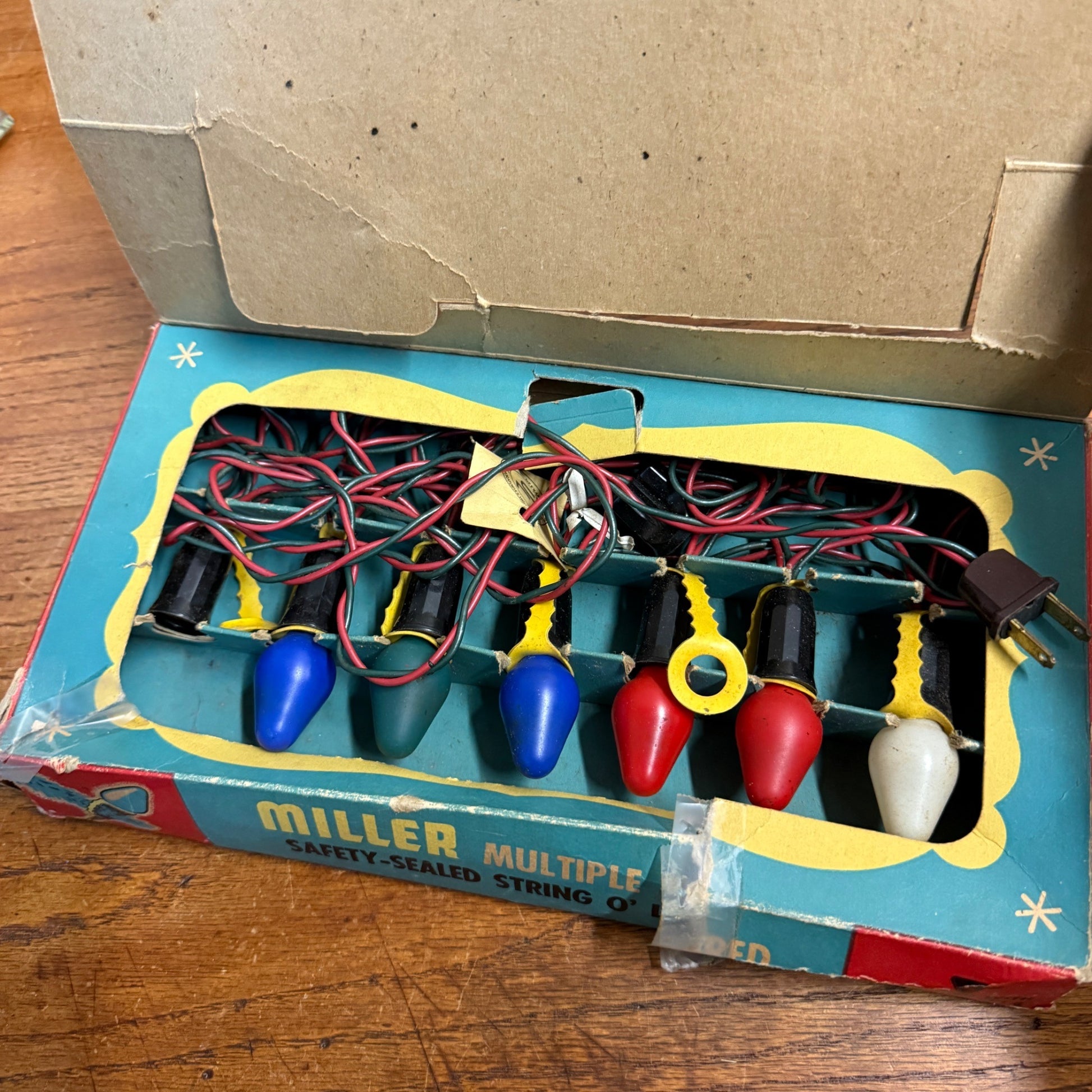 Vintage Christmas String Lights Xmas Box Decor Miller