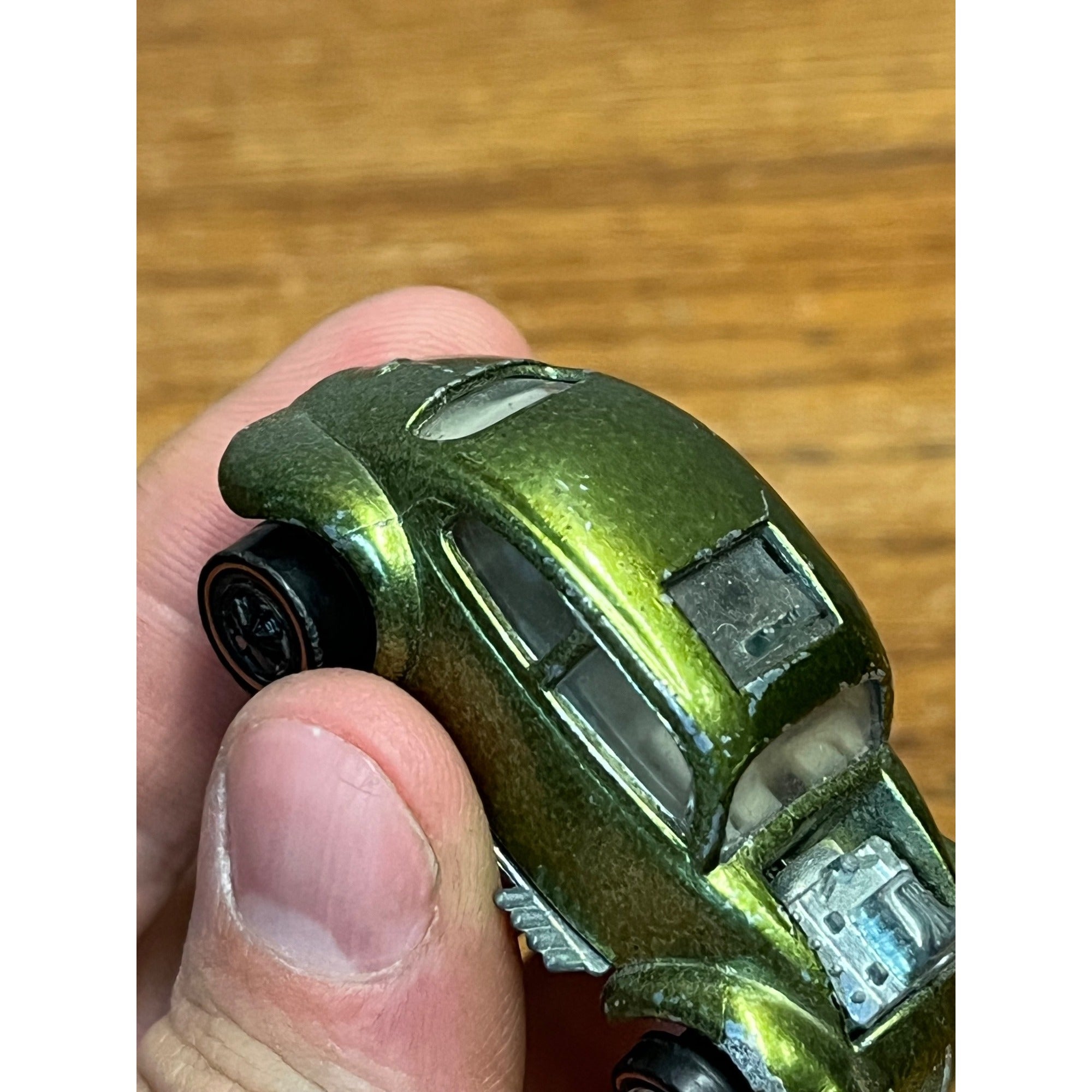 Vintage 1967 Hot Wheels Redline Custom VW Volkswagen Bug TOUGH Olive -- CLEAN