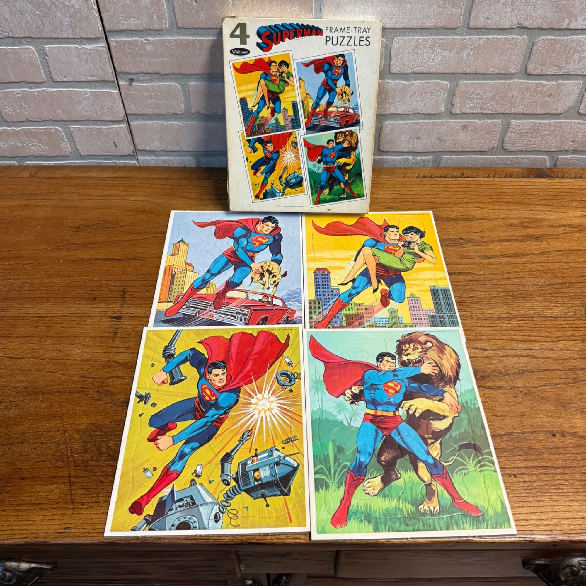 Vintage Whitman 4 Superman Frame-Tray Puzzles 1960s Toy