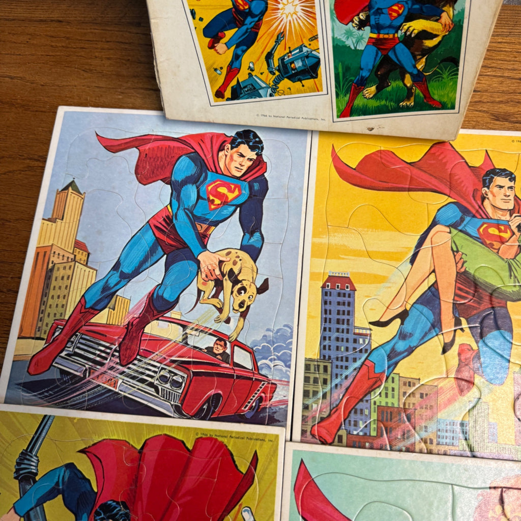 Vintage Whitman 4 Superman Frame-Tray Puzzles 1960s Toy