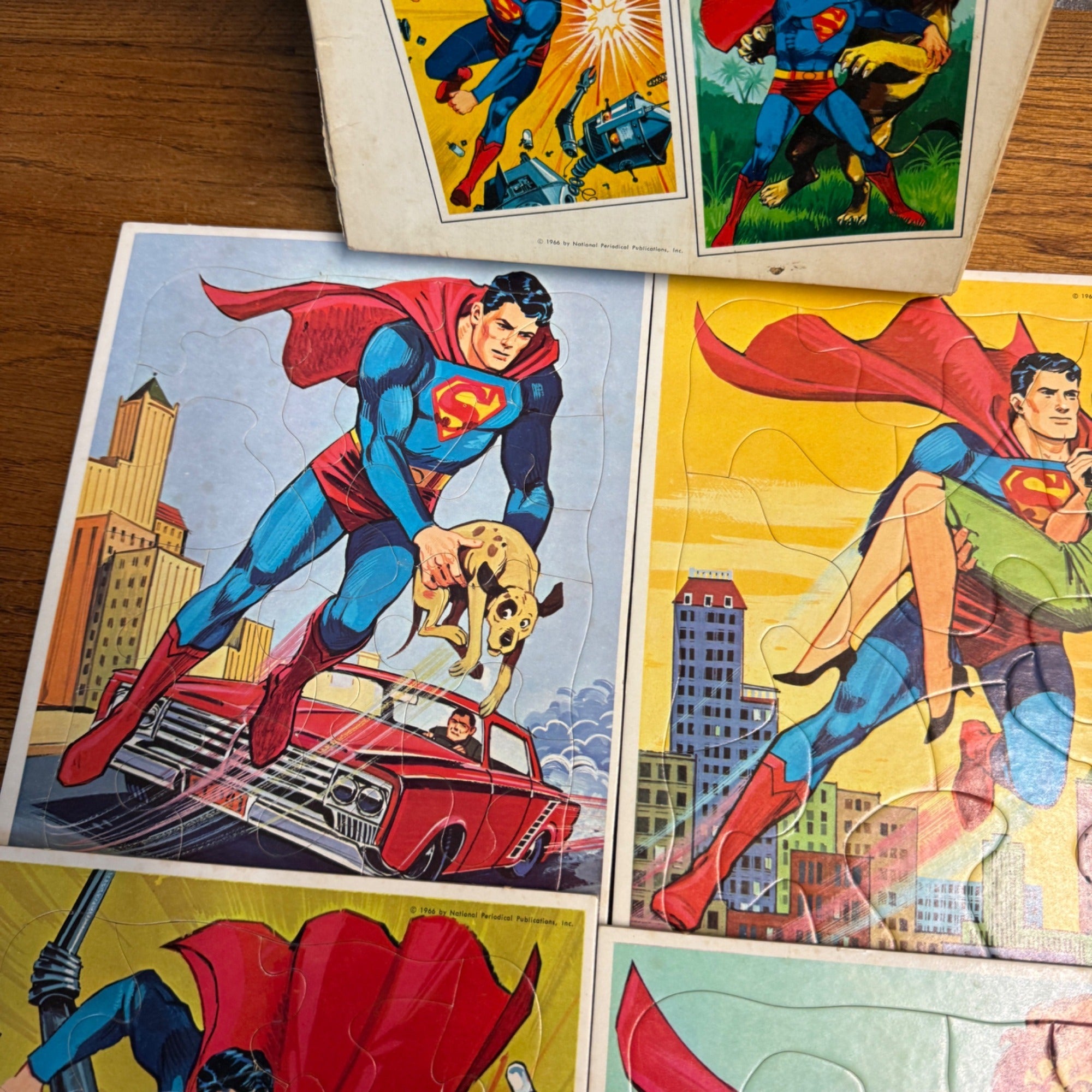 Vintage Whitman 4 Superman Frame-Tray Puzzles 1960s Toy