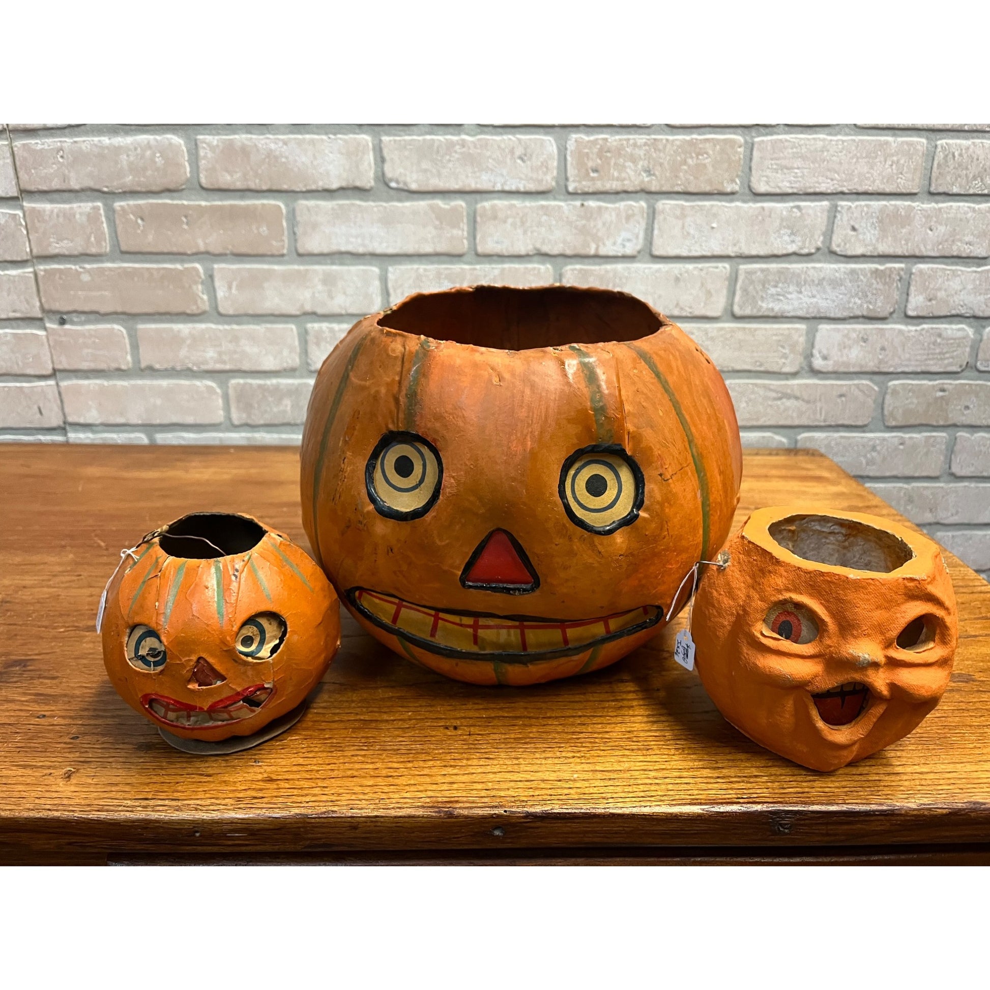 RARE Antique 1920s Halloween German Jack O Lantern JOL Candle Holder Large 11.5"