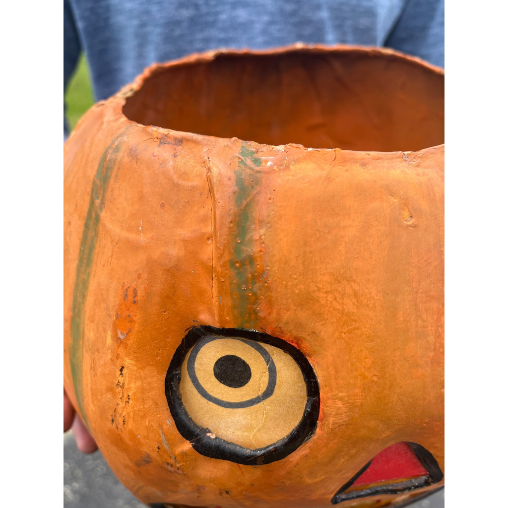 RARE Antique 1920s Halloween German Jack O Lantern JOL Candle Holder Large 11.5"