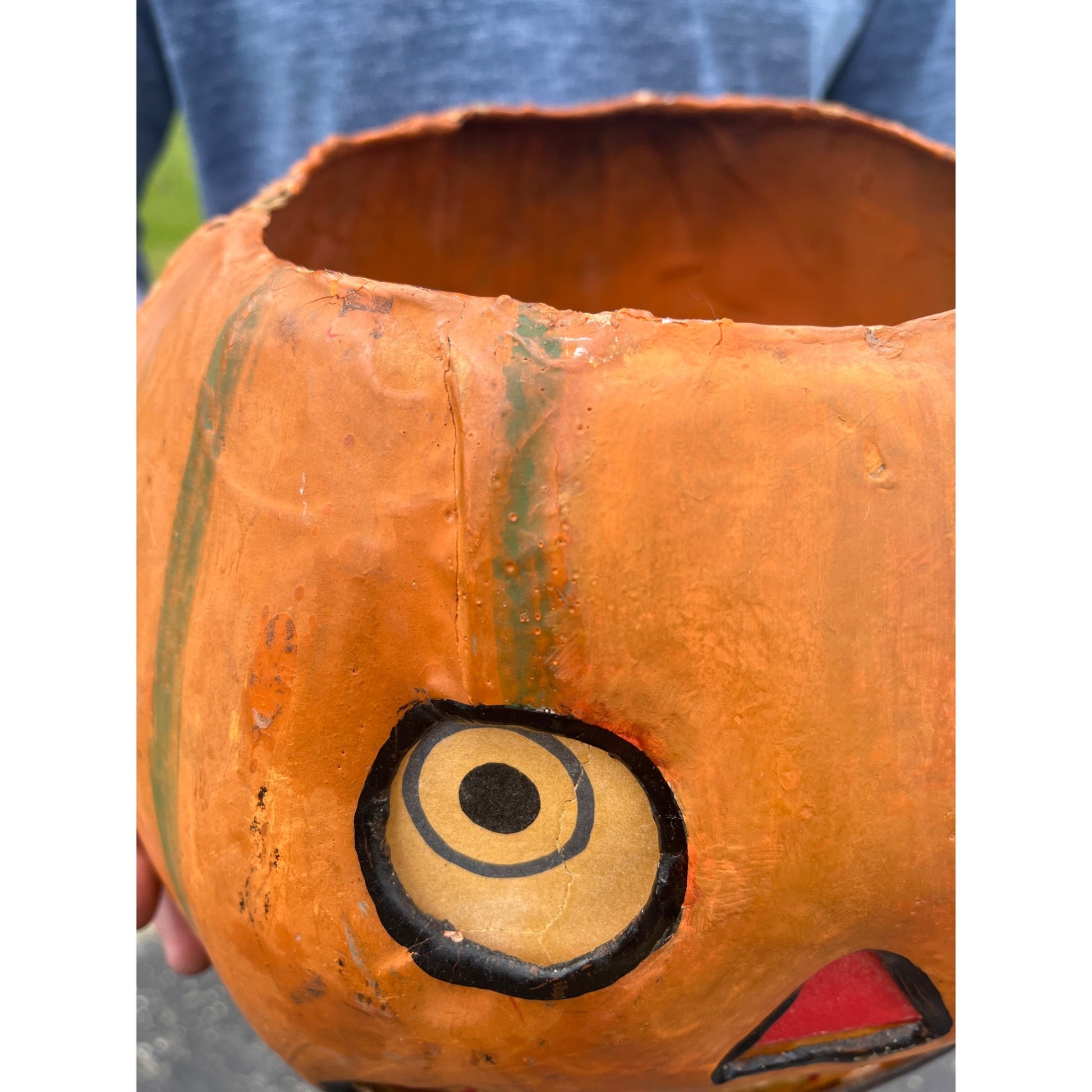 RARE Antique 1920s Halloween German Jack O Lantern JOL Candle Holder Large 11.5"