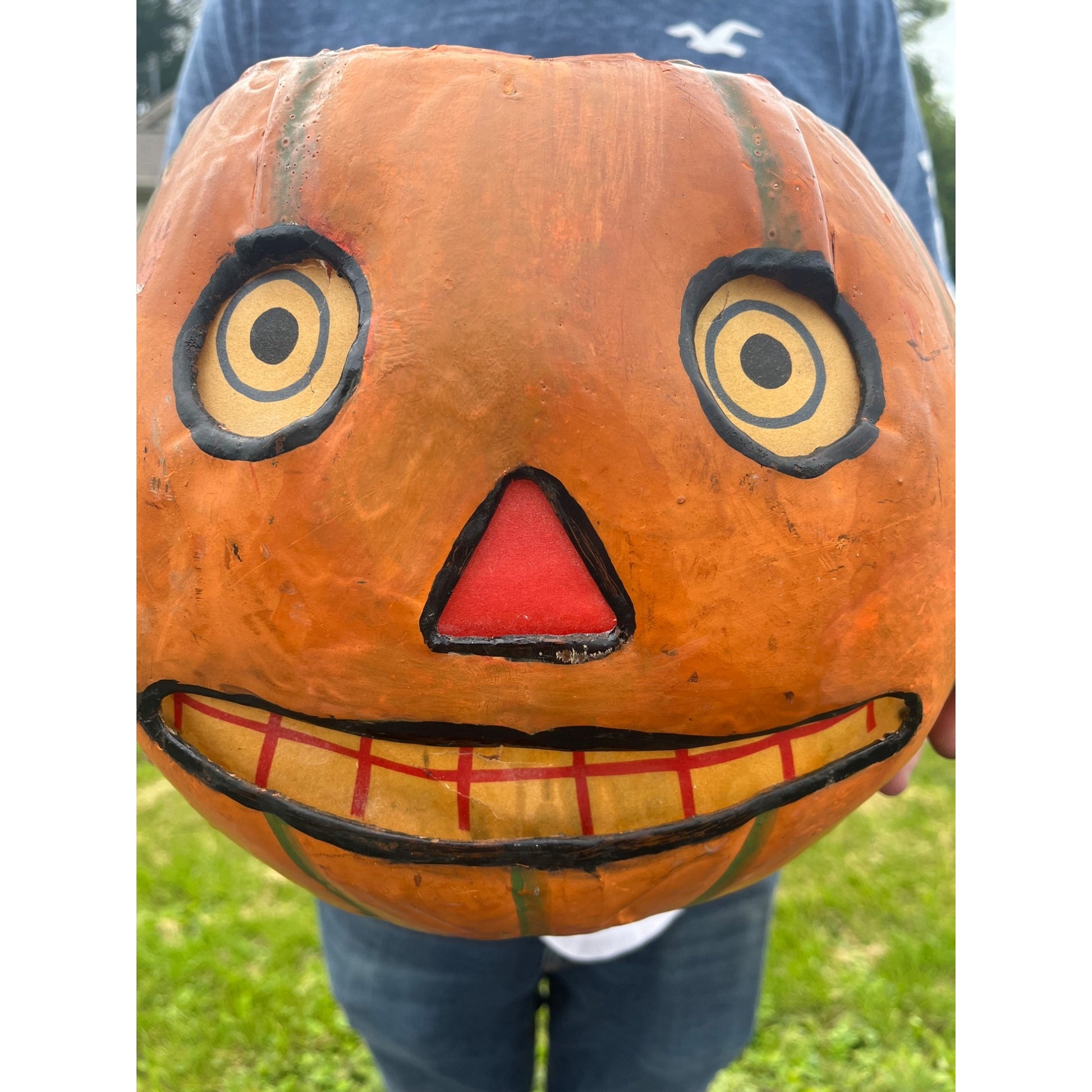 RARE Antique 1920s Halloween German Jack O Lantern JOL Candle Holder Large 11.5"