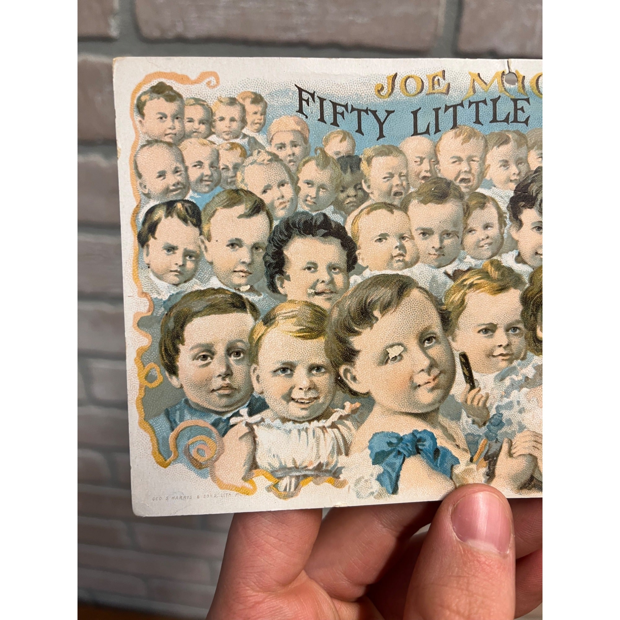 Original c1890s Joe Michl's Fifty Little Orphans Cigar Hanging Advertising Sign