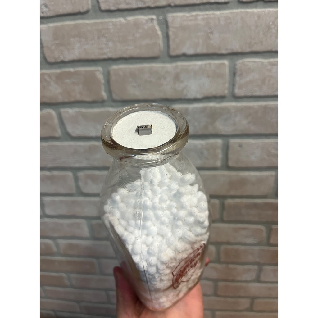 Vintage Barton Dairy Wisconsin WI Wis ACl Quart Milk Bottle RARE Ice Skating