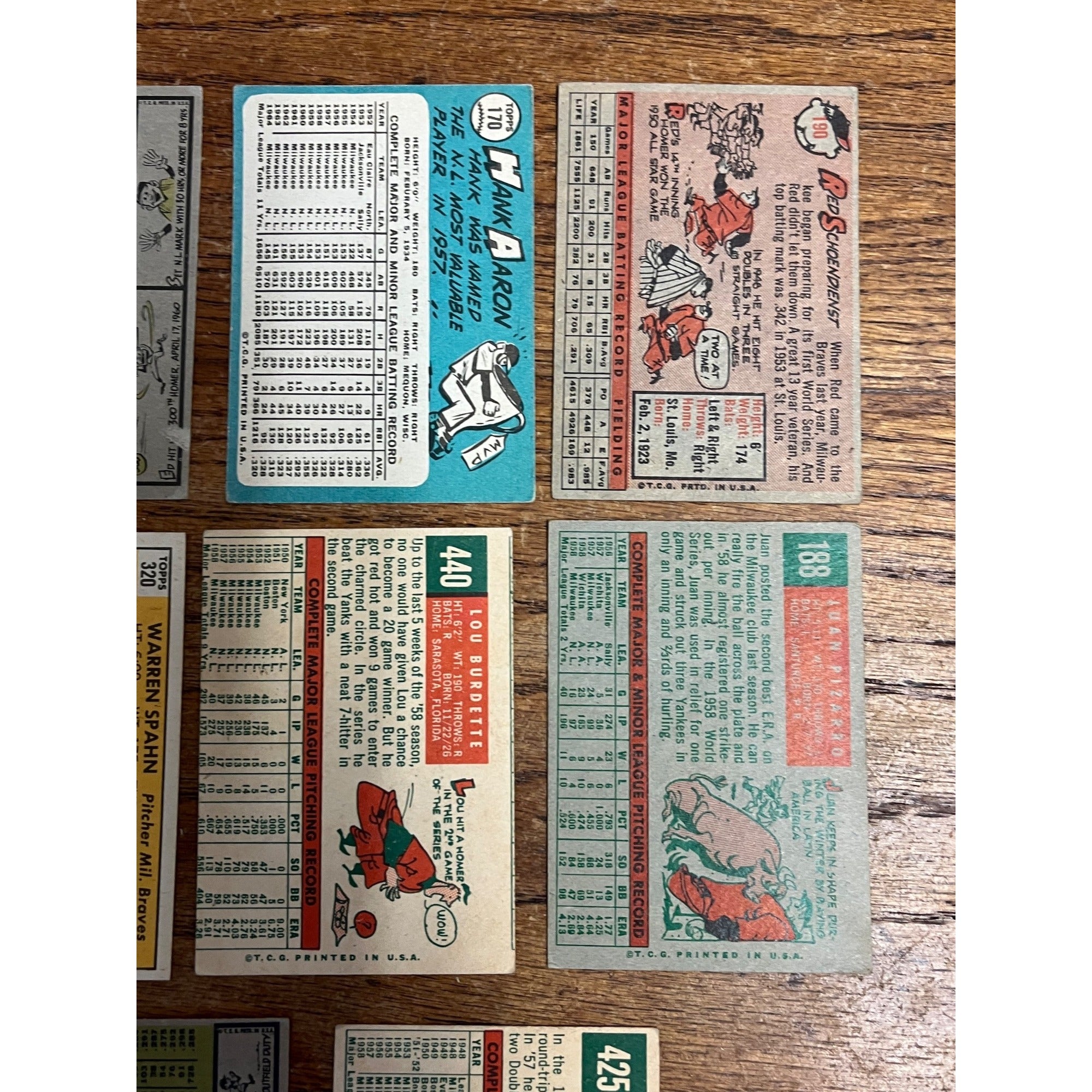 Vintage 1950s-60s Topps Milwaukee Braves Baseball Card Lot Hank Aaron, Spahn, Mathews ++