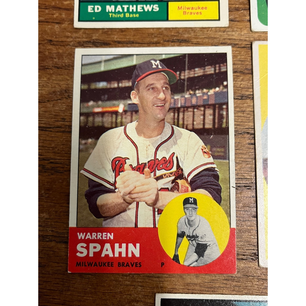 Vintage 1950s-60s Topps Milwaukee Braves Baseball Card Lot Hank Aaron, Spahn, Mathews ++