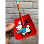 Vintage Child's Tin Litho Sand Beach Shovel Rabbit Blackbird Toy - Ohio Art?