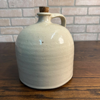 Antique Primitive White Stoneware Whiskey Shoulder Jug w/ Flared Lip