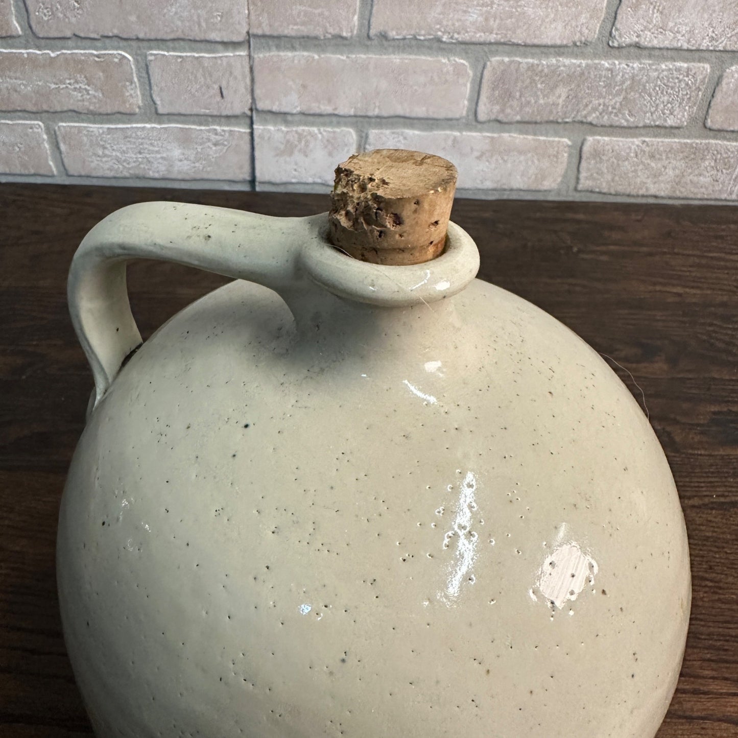 Antique Primitive White Stoneware Whiskey Shoulder Jug w/ Flared Lip