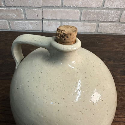 Antique Primitive White Stoneware Whiskey Shoulder Jug w/ Flared Lip