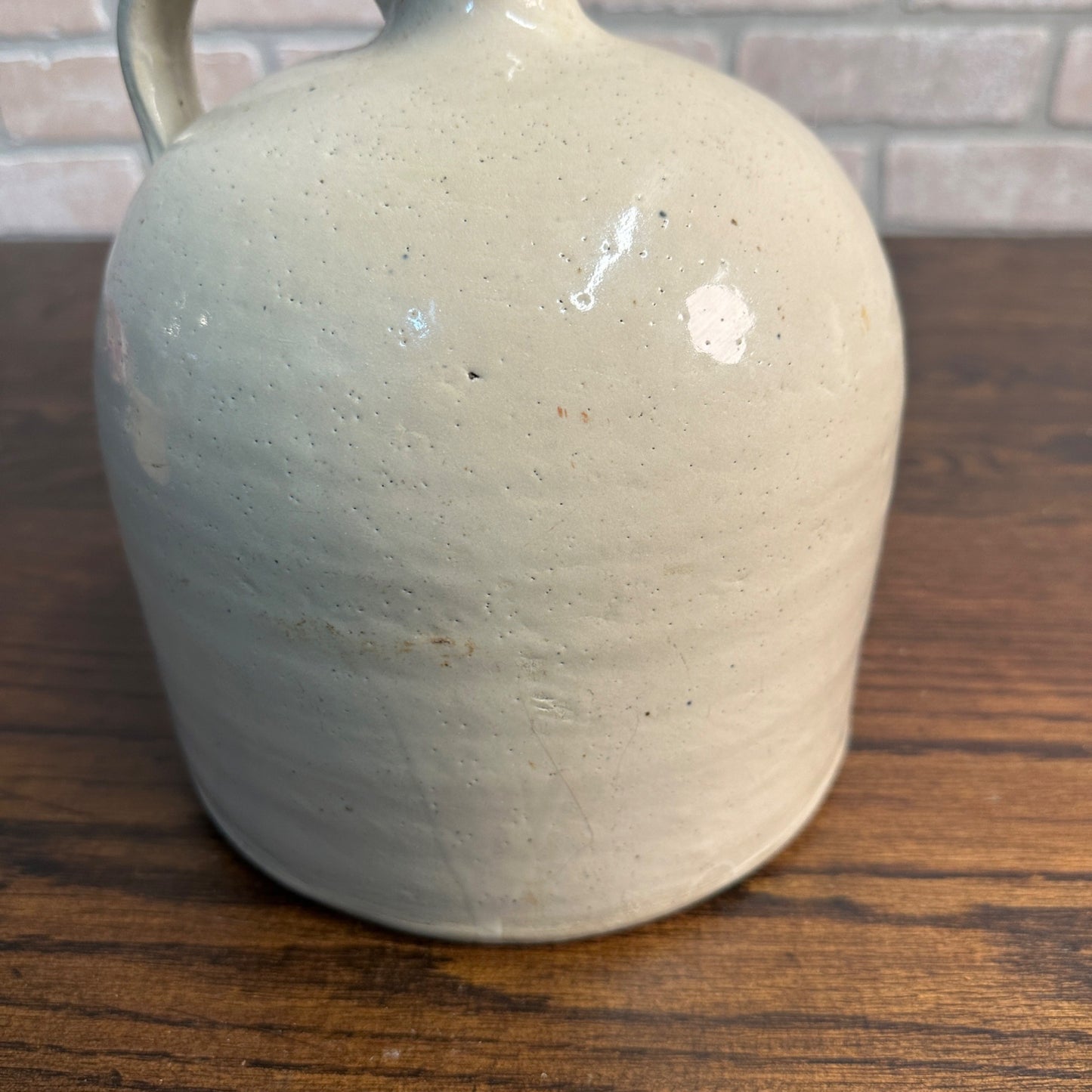 Antique Primitive White Stoneware Whiskey Shoulder Jug w/ Flared Lip