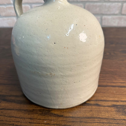 Antique Primitive White Stoneware Whiskey Shoulder Jug w/ Flared Lip