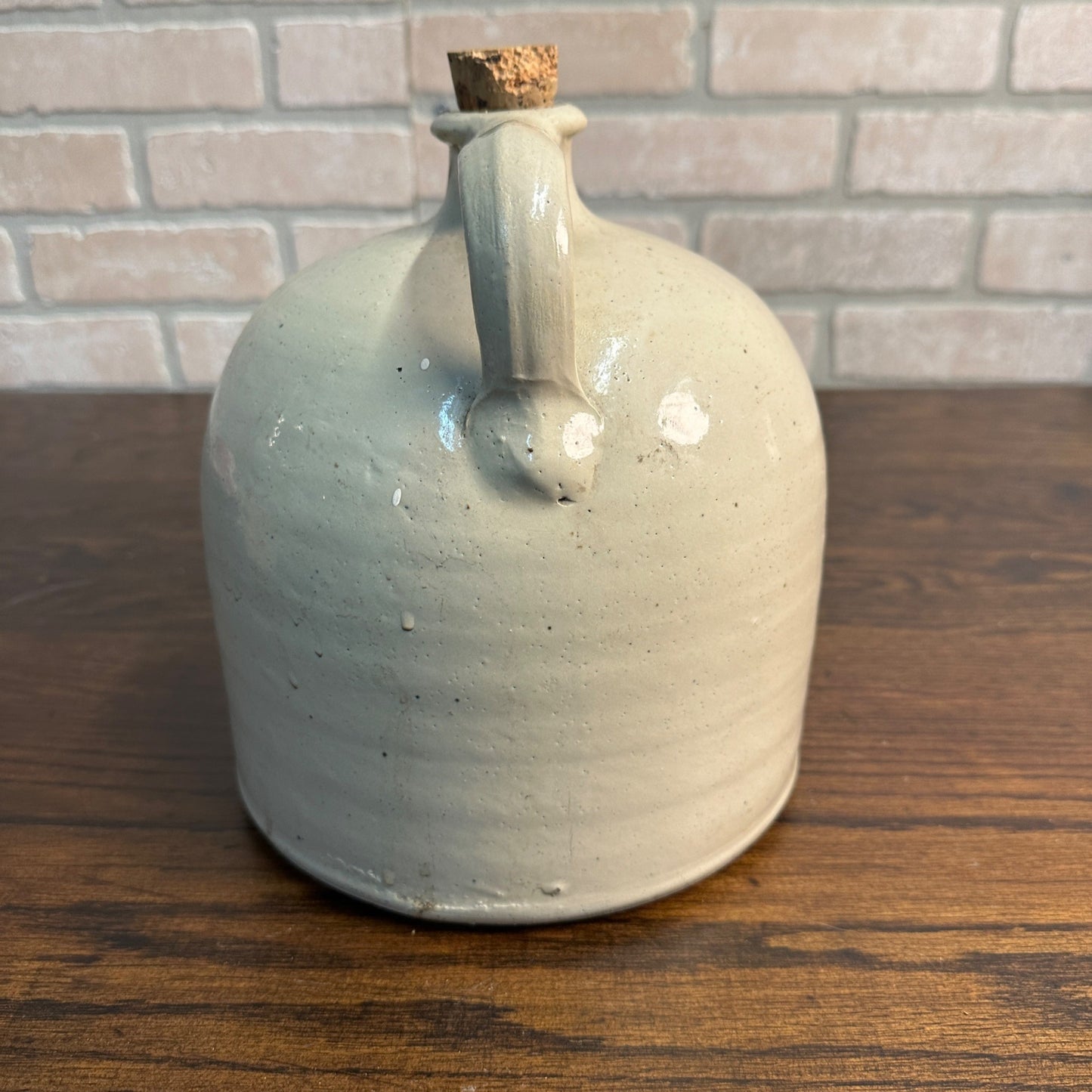 Antique Primitive White Stoneware Whiskey Shoulder Jug w/ Flared Lip