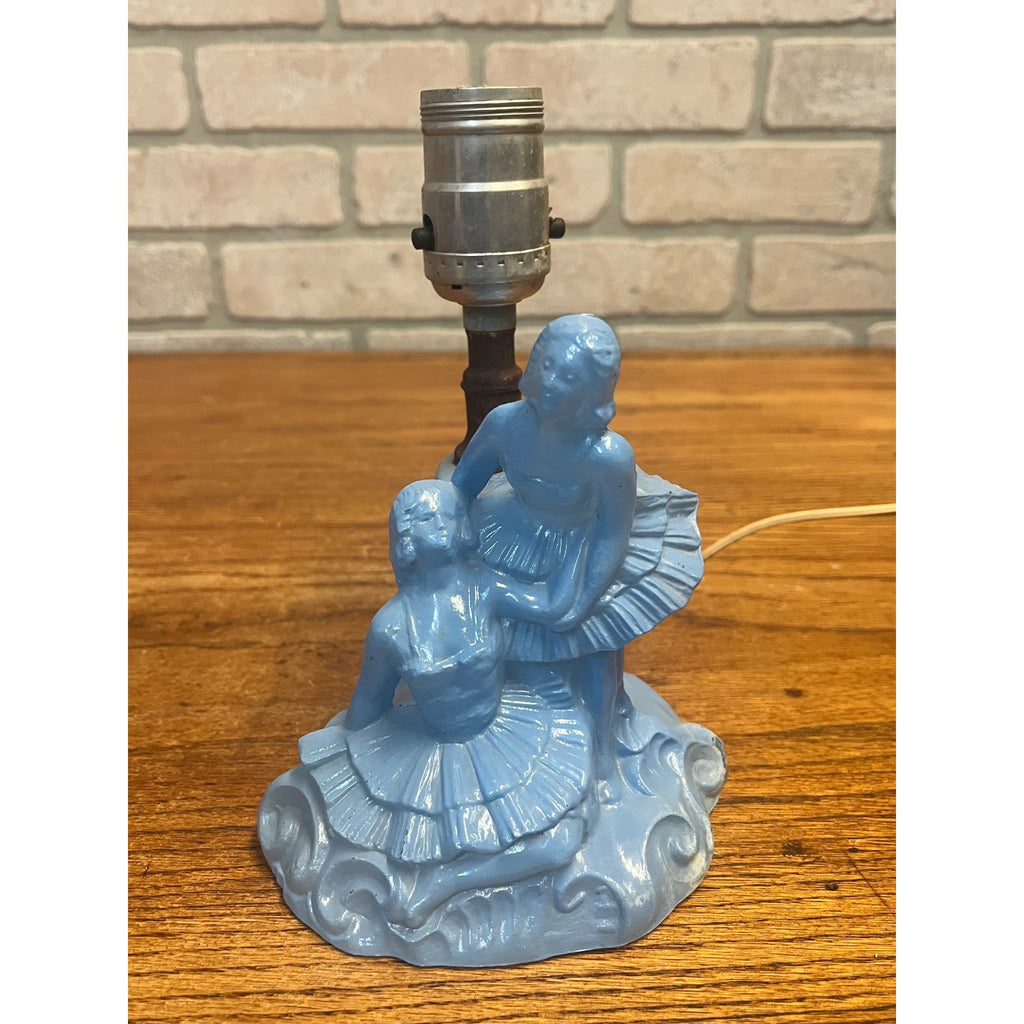Vintage 1930s LE Smith Blue Glass Ballet Dancers Ladies Boudoir Lamp Parts/Repair