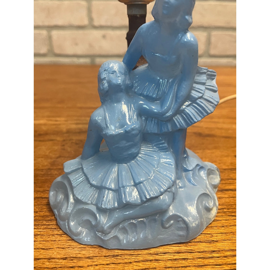 Vintage 1930s LE Smith Blue Glass Ballet Dancers Ladies Boudoir Lamp Parts/Repair
