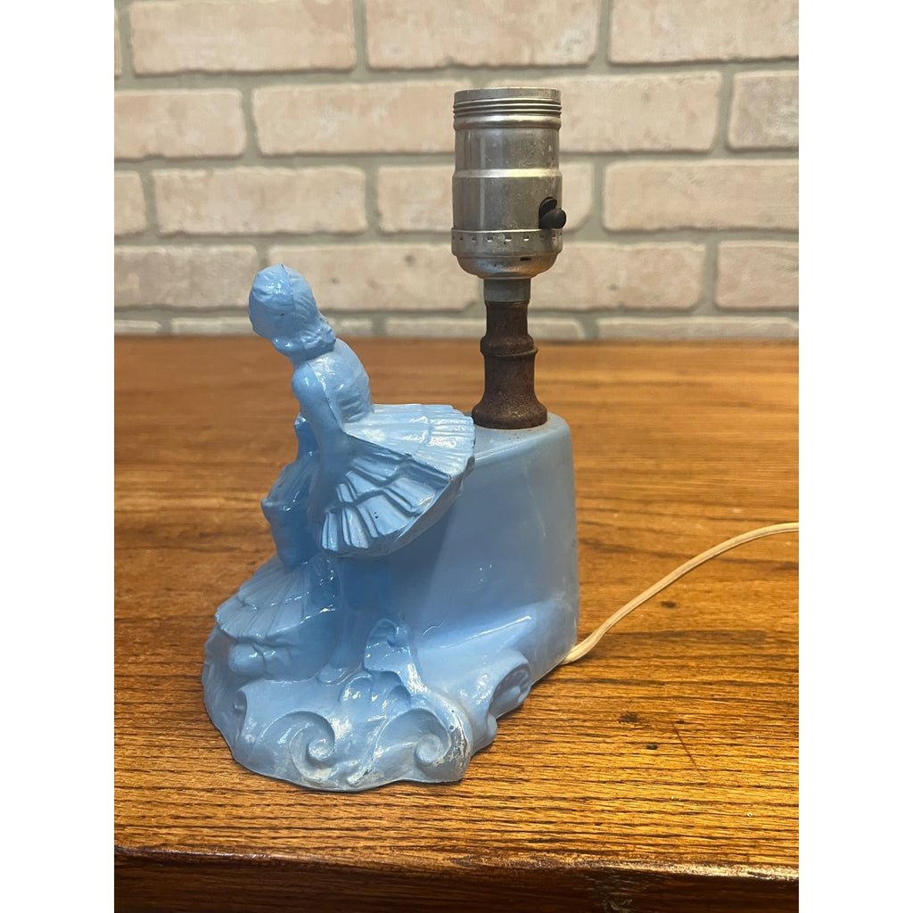 Vintage 1930s LE Smith Blue Glass Ballet Dancers Ladies Boudoir Lamp Parts/Repair