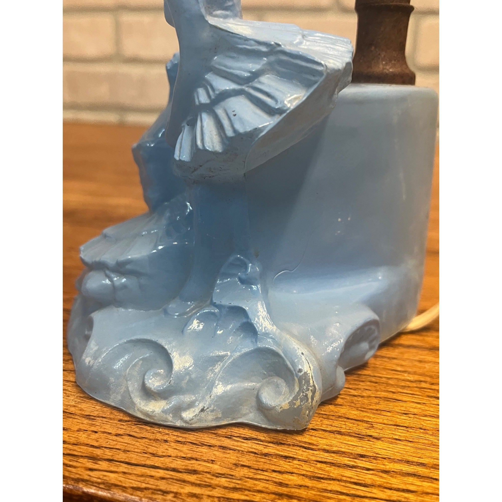 Vintage 1930s LE Smith Blue Glass Ballet Dancers Ladies Boudoir Lamp Parts/Repair
