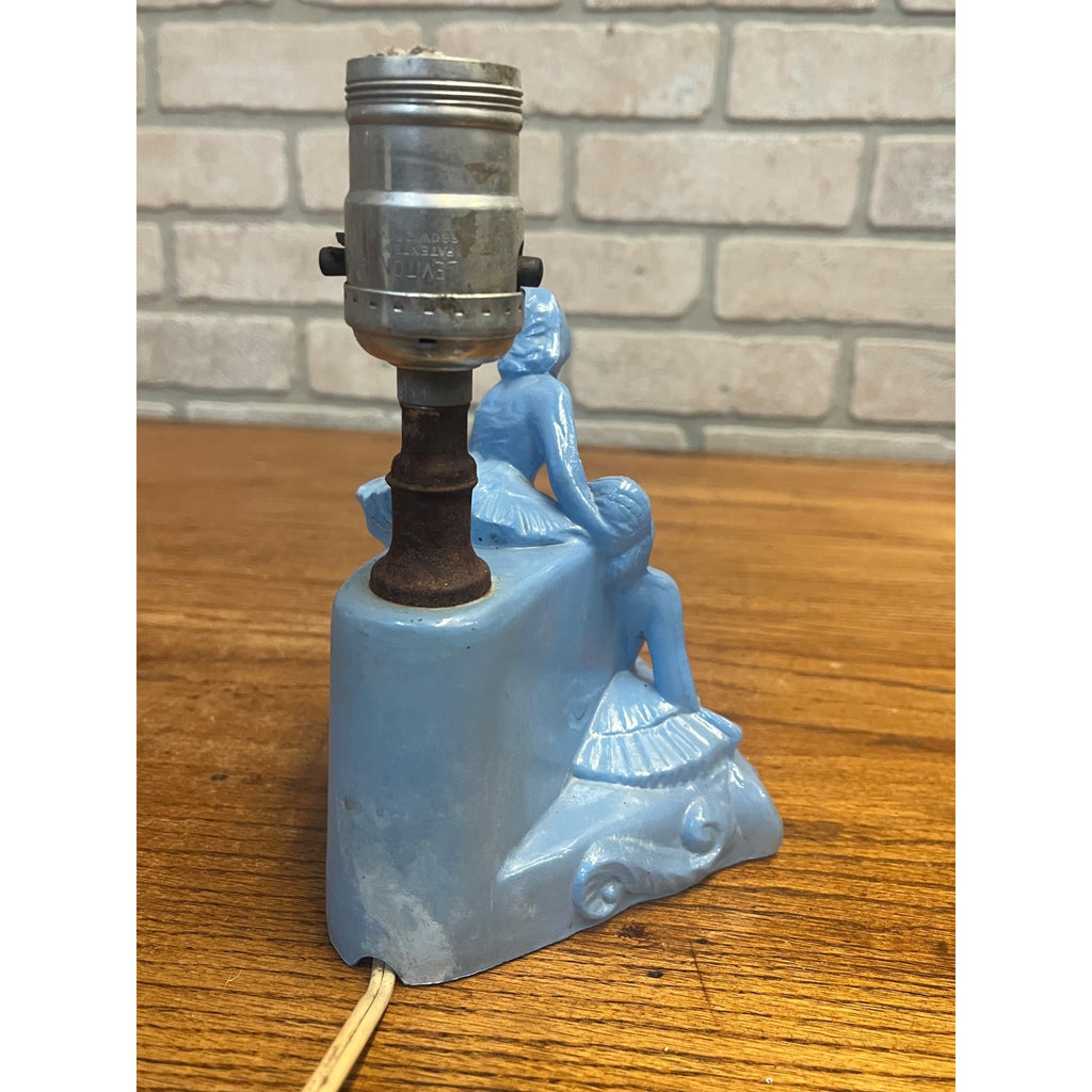 Vintage 1930s LE Smith Blue Glass Ballet Dancers Ladies Boudoir Lamp Parts/Repair