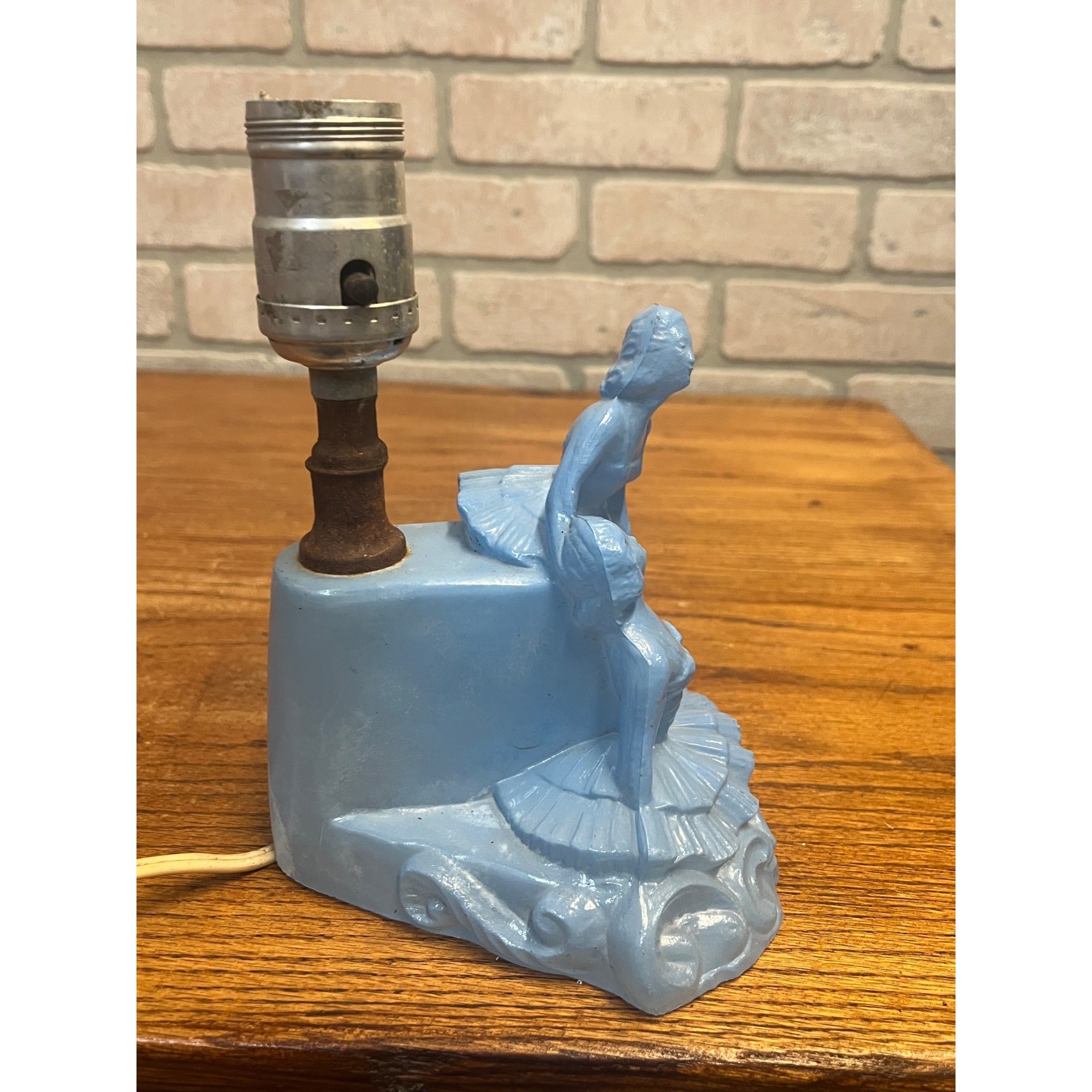 Vintage 1930s LE Smith Blue Glass Ballet Dancers Ladies Boudoir Lamp Parts/Repair
