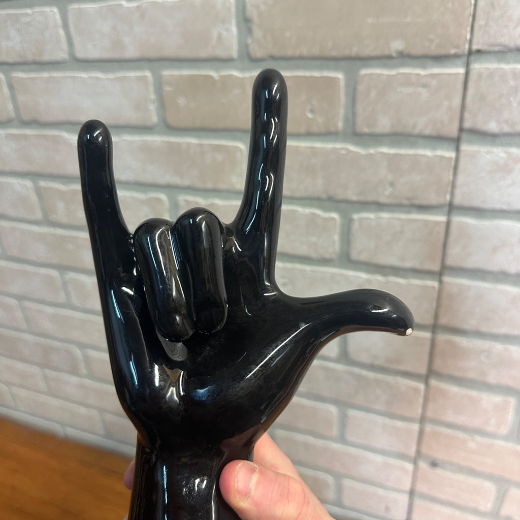 I LOVE YOU VINTAGE Hand Pottery Vase/Planter Figurine Black ASL C1986 JG USA