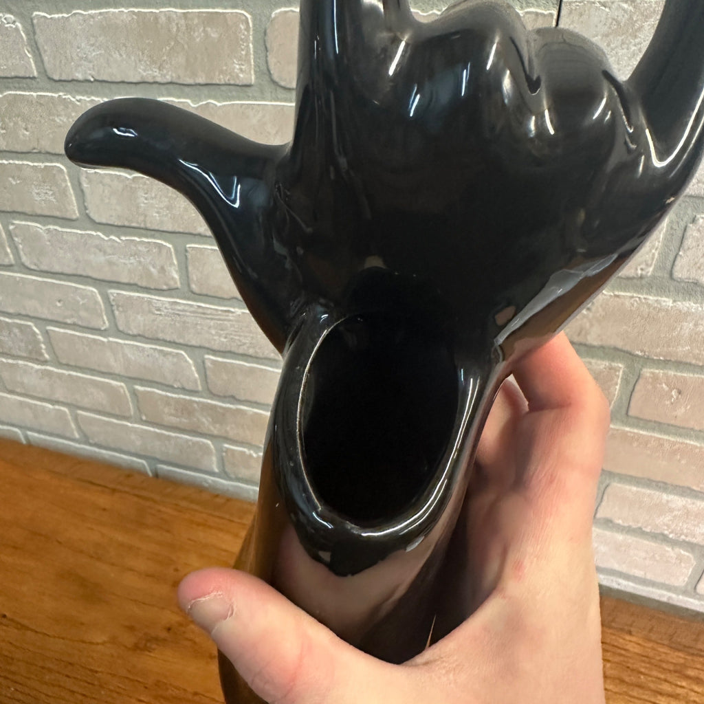 I LOVE YOU VINTAGE Hand Pottery Vase/Planter Figurine Black ASL C1986 JG USA
