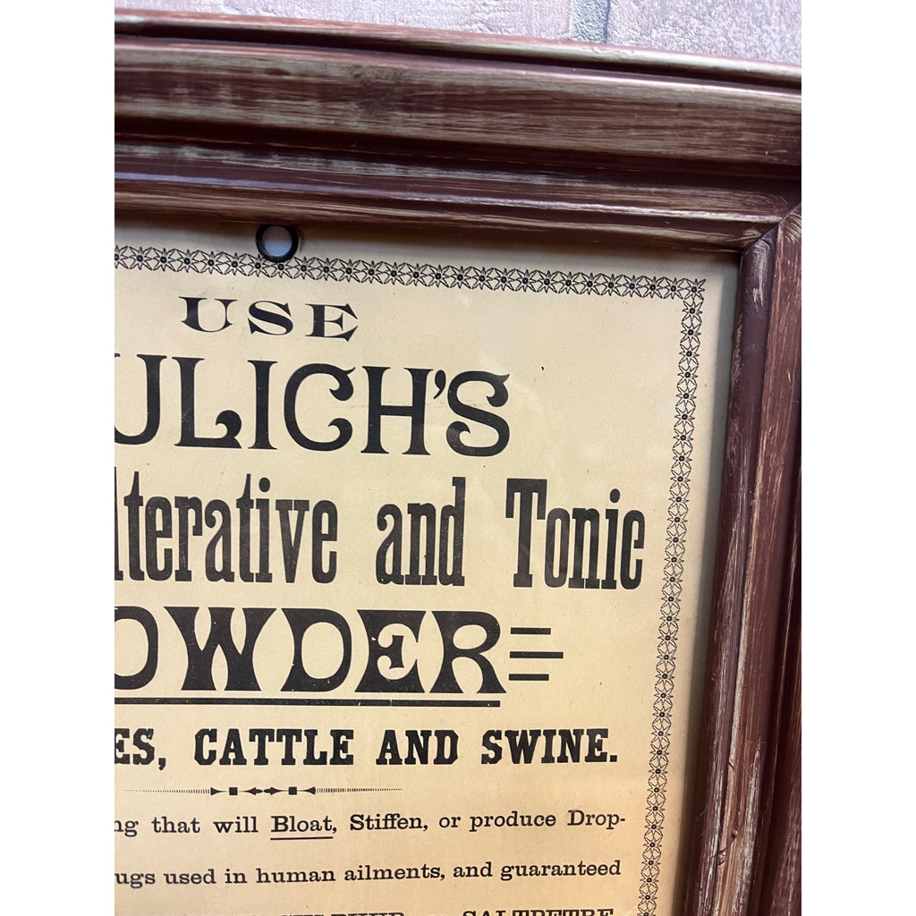 Vintage Zulich's Blood, Alterative & Tonic Powder Horses Cattle Swine Store Sign