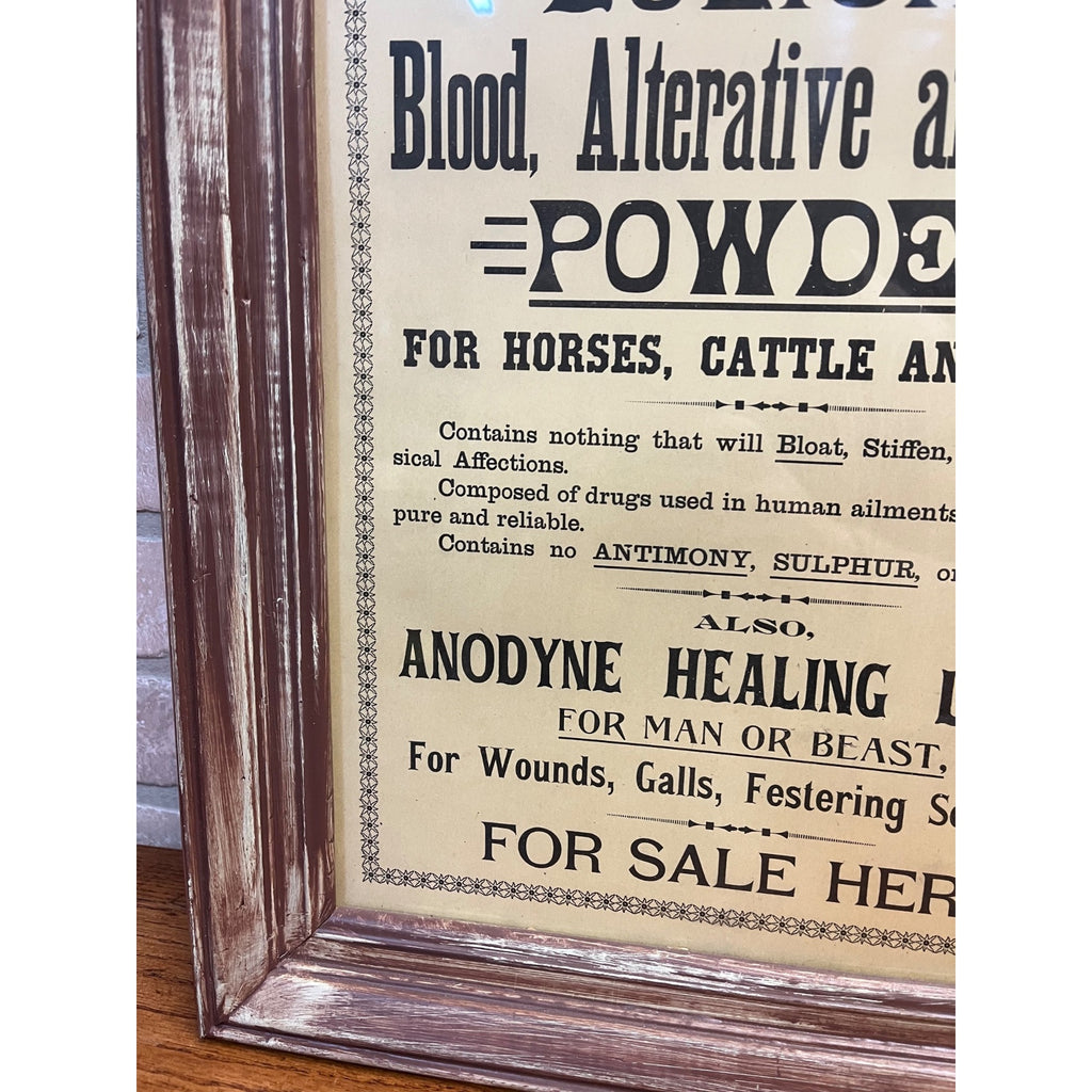 Vintage Zulich's Blood, Alterative & Tonic Powder Horses Cattle Swine Store Sign