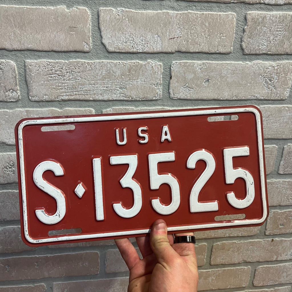Vintage US Military Forces Overseas License Plate 1962-1965 Germany Red and White