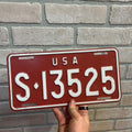 Vintage US Military Forces Overseas License Plate 1962-1965 Germany Red and White