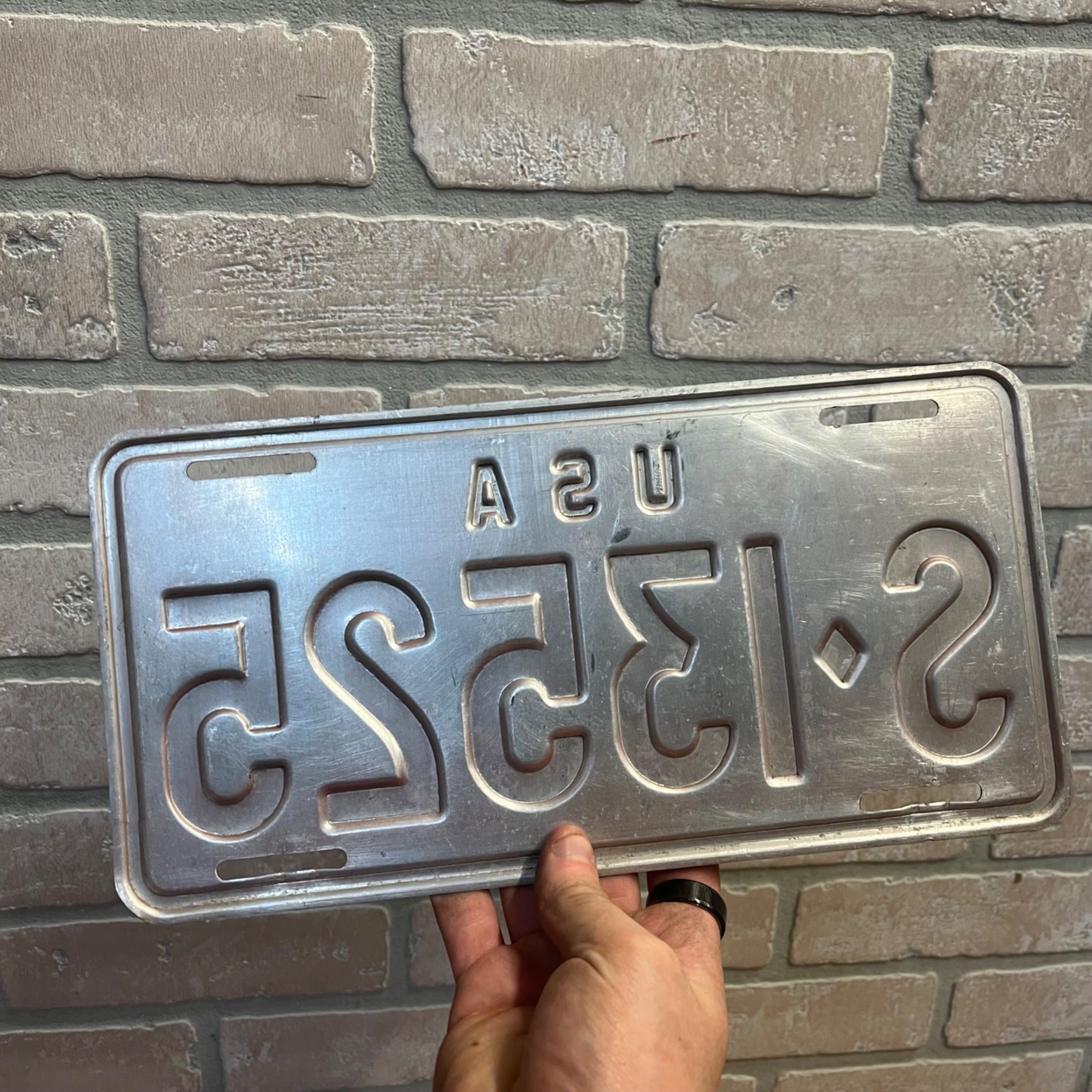 Vintage US Military Forces Overseas License Plate 1962-1965 Germany Red and White