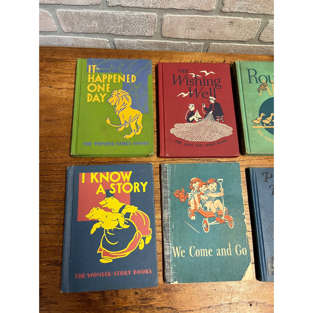 Lot 6 Children's Books 50s Hardcover Alice & Jerry Books Wonder-Story Homeschool