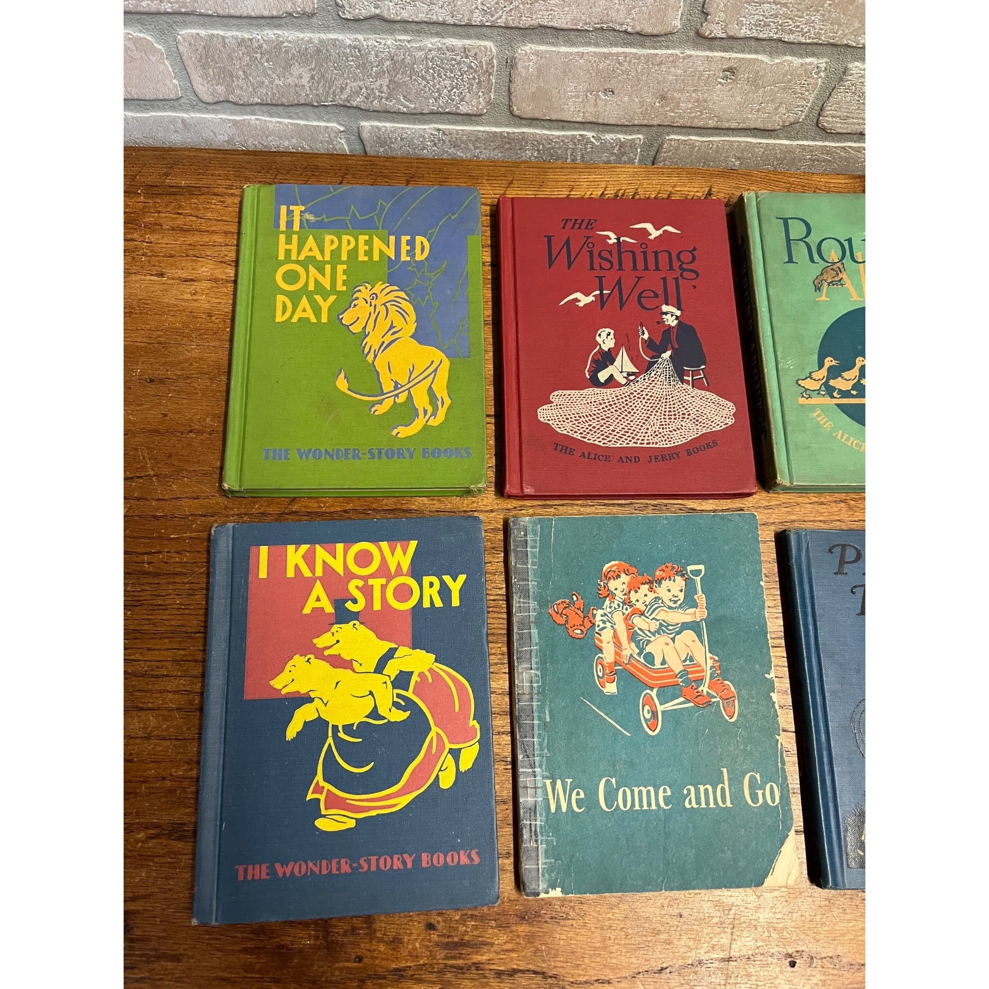 Lot 6 Children's Books 50s Hardcover Alice & Jerry Books Wonder-Story Homeschool