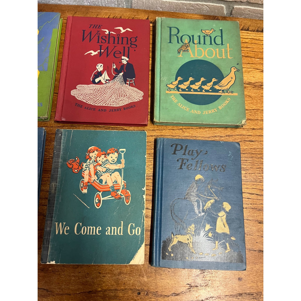Lot 6 Children's Books 50s Hardcover Alice & Jerry Books Wonder-Story Homeschool