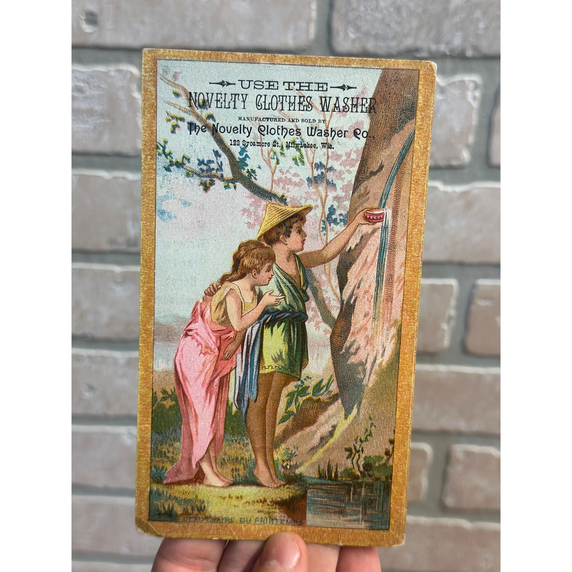 Antique 1880s Milwaukee Novelty Clothes Washer Victorian Trade Card Advertising