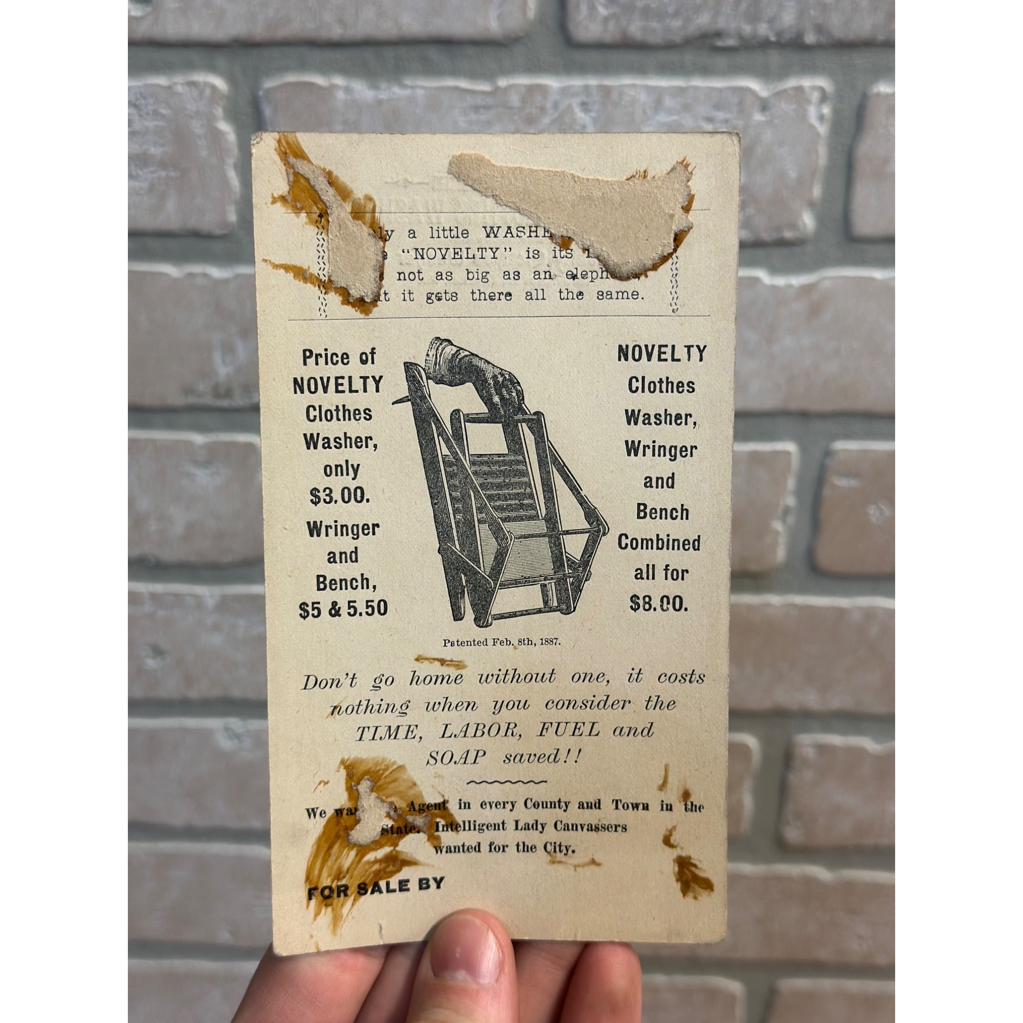 Antique 1880s Milwaukee Novelty Clothes Washer Victorian Trade Card Advertising