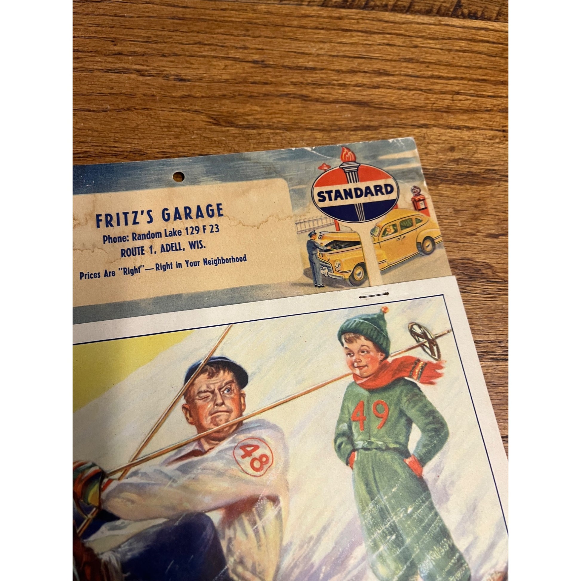 Vintage 1949 Standard Oil Gas Service Station Advertising Calendar Sign Adell WI