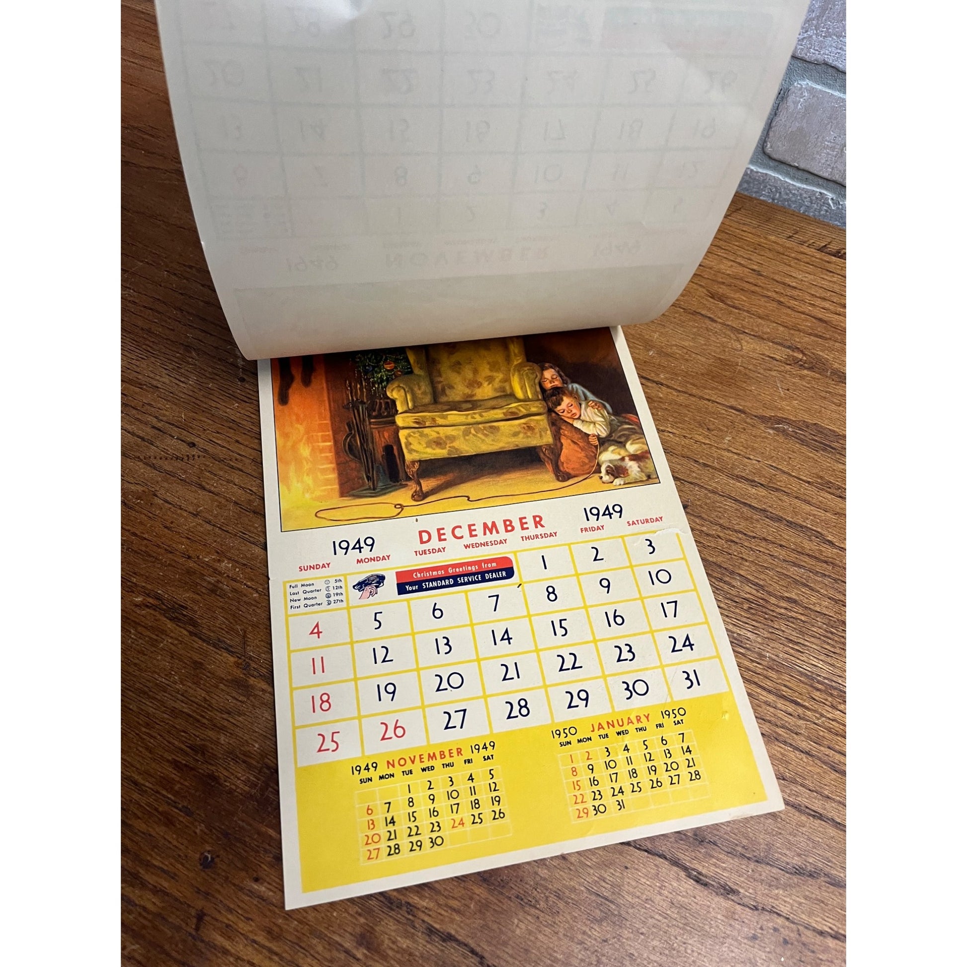 Vintage 1949 Standard Oil Gas Service Station Advertising Calendar Sign Adell WI