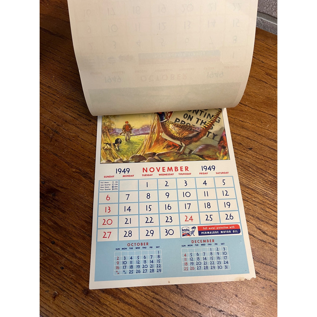 Vintage 1949 Standard Oil Gas Service Station Advertising Calendar Sign Adell WI