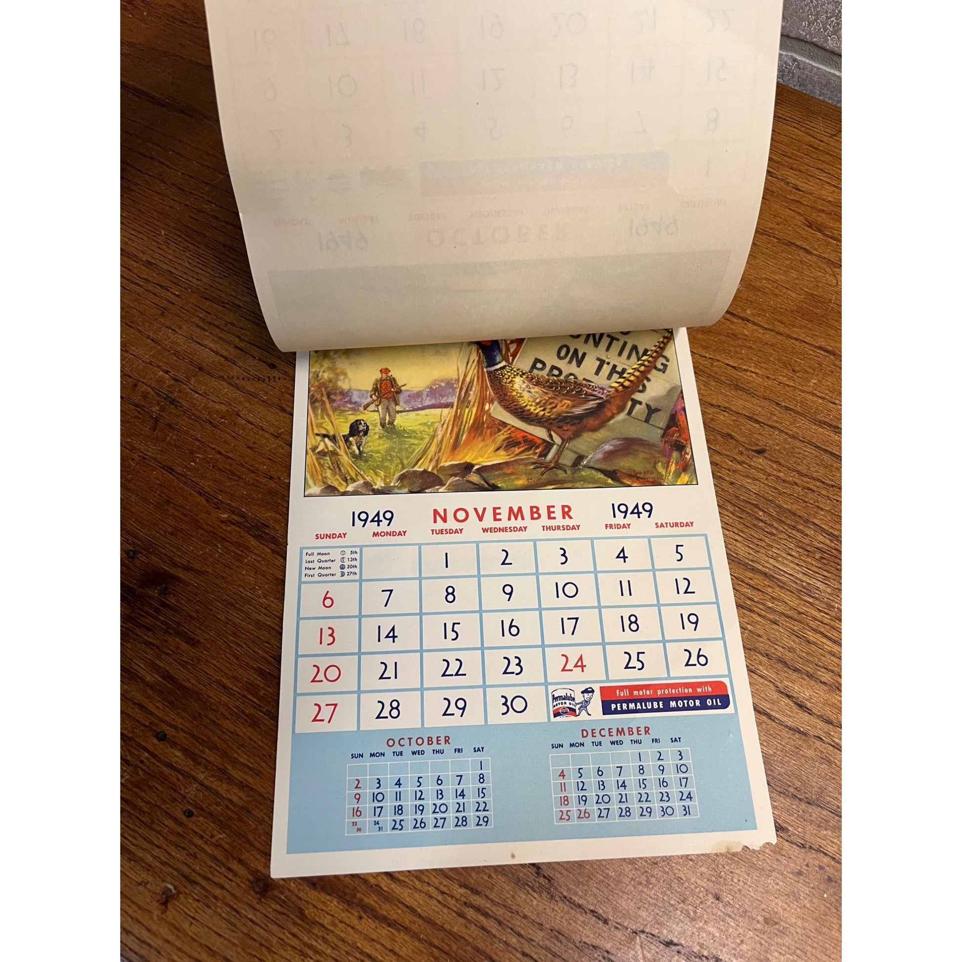 Vintage 1949 Standard Oil Gas Service Station Advertising Calendar Sign Adell WI