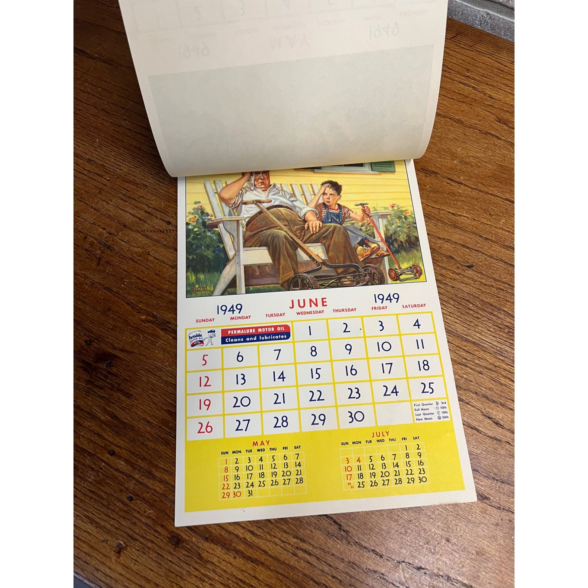Vintage 1949 Standard Oil Gas Service Station Advertising Calendar Sign Adell WI