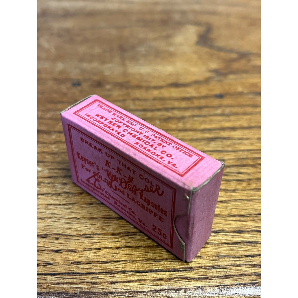 RARE Vintage 1900s Keyser's Kold Kapsules K-K-K Medicine Remedy Box NOS FULL